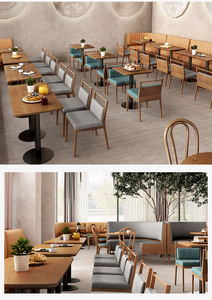 Casa de té personalizada, restaurante, tienda de postres, tienda de hamburguesas con leche, madera maciza, moderno restaurante comercial, cabina, sofá, juego de tienda de fideos - Product Image 2