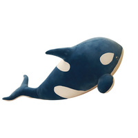Peluche de Orca Negra de Dibujos Animados, Juguete de Peluche de Tiburón Ballena, Animal Marino de Peluche, Almohada Pequeña para Dormir