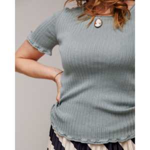 Heyfoo Women's Ribbed Knit <b>Silk</b> and Cotton Celeste Shrug Floral Pattern Winter and Fall Fashionable <b>Cardigan</b> Front Logo - Product Image 3