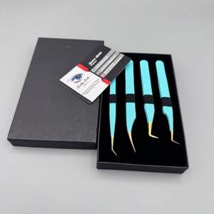 แหนบต่อขนตา LUCKY LASH TOOLS รุ่นยอดนิยม สีเขียวอมฟ้า ผลิตจากสแตนเลสสตีล ป้องกันไฟฟ้าสถิต ปลายเรียบเนียน รับทำโลโก้ส่วนตัว - Product Image 3