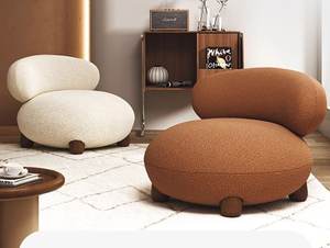 Sala de estar Sofá Tecido Boucle Cadeira Oversized Lounge Pernas De Madeira De Noz Novo Design Lounge Chair com Fezes - Product Image 6