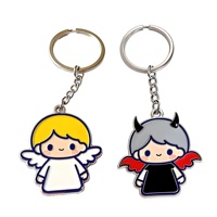 Porte-clés en métal personnalisés avec logo d'ange d'anime, peinture émaillée dure, porte-clés en alliage moulé sous pression pour souvenir