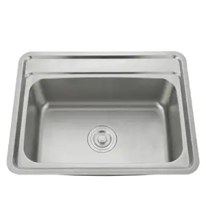 Pabrik harga kitchen sink single bowl 201 stainless steel baskom Cuci Cuci tangan single sink LS6248-2