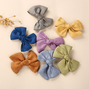 <strong>2026</strong> New Arrival Cotton Linen Baby Hair Bow Clip Solid <strong>Color</strong> Knot <strong>Hairpin</strong> for Infant Girls Daily Wear Photo Shoot - Product Image 2