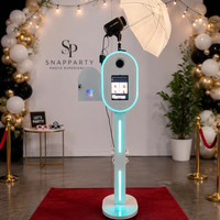 Photomaton ovale pour iPad DSLR le plus vendu avec éclairage LED et lumière RGB, ventilateur de refroidissement intégré, machine de photomaton pour événements de mariage