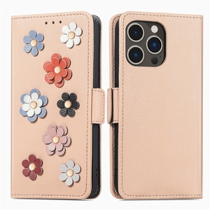 เคสหนังมีกระเป๋าเงินลายดอกไม้3D สำหรับ iPhone 11/12/13/14 /16 promax/ 15เคสใส่บัตรเครดิต S24สำหรับ Galaxy S23FE - Product Image 1