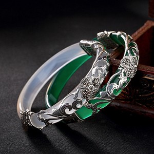 <span class=keywords><strong>Bracelet</strong></span> BOCAI en argent véritable S925 de haute qualité, avec agate naturelle, chalcédoine et <span class=keywords><strong>jade</strong></span>, pour femmes. - Product Image 5