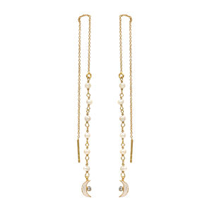 Único chapado en oro plata esterlina 925 enhebrador perla piedras preciosas pendientes joyería Mujer - Product Image 1