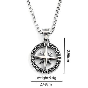 Colliers pendentifs personnalisés en acier inoxydable Yunnique, breloques boussole nautique, chaîne à maillons, cadre vintage, pour homme, voyage et aventure - Product Image 5