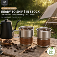 Tasse à café portable en acier inoxydable 304 à paroi simple, 10 oz, pour voiture, camping, voyage, extérieur, bière glacée, logo personnalisé