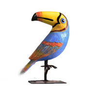 Statuettes de Toucan colorées en résine, 2 pièces, ornements de perroquet d'oiseaux, décoration de bureau, Figurines en forme d'animal, Sculpture