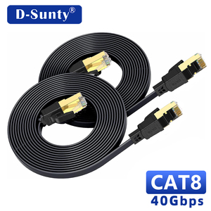 Câble Ethernet plat Cat8 SFTP noir avec connecteur RJ45, conducteur en cuivre 30AWG, cordons de raccordement réseau de 1M, 2M, 3M, 5M, 10M, 15M, 20M, 30M - Product Image 6