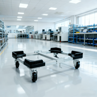 Petite chariot de manutention à plateforme à 4 roues en acier inoxydable, avec roues ESD industrielles conductrices en PP de 2,5 pouces, pour outils et magazines de circuits imprimés