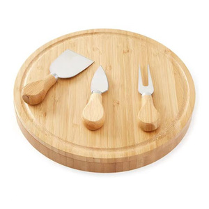 Ensemble de planches à fromage en bambou avec couteau, fourchette et spatule pour servir et couper le fromage - Product Image 4