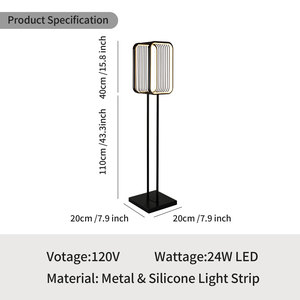 PF24002 โคมไฟตั้งพื้นแบบใหม่ ไฟ LED สำหรับตกแต่งอุตสาหกรรม พร้อมสวิตช์เท้าแบบซิลิโคน แถบไฟ LED สีดำด้าน 110-240V สำหรับห้องนั่งเล่น - Product Image 2
