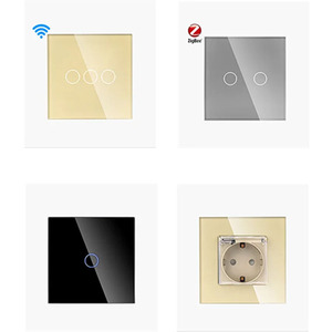 Interruptor Dimmer Inteligente WiFi 2026 de 1 Canal com <span class=keywords><strong>3</strong></span> Botões de Toque, Interruptor WiFi Inteligente de Vidro Preto de 1 Via, Interruptor WiFi Tuya - Product Image 1