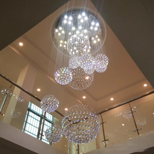 Sang trọng hạt mưa pha lê bóng đèn chùm tùy chỉnh cho khách sạn cầu thang phòng khách sảnh có thể điều chỉnh chiều cao đá đèn trần - Product Image 6