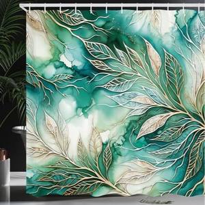Bohème Nature thème <span class=keywords><strong>bois</strong></span> vallée <span class=keywords><strong>Jade</strong></span> tons moderne scandinave tissu tissu salle <span class=keywords><strong>de</strong></span> bain décor ensemble crochets bleu rideau <span class=keywords><strong>de</strong></span> douche - Product Image 1