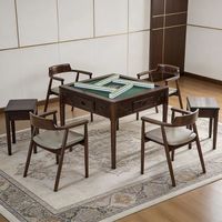 Table de Mahjong Automatique Moderne de Luxe en Mélamine/Acrylique, Design Élégant Effet Bois, Portable, Compatible Mahjong Américain, Taïwanais et Chinois