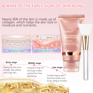 ZS Logotipo Privado Colágeno Overnight Envolvimento Peel Off Máscara Facial Anti-envelhecimento Da Pele Elasticidade & Hidratação Cuidados Brilho De Vidro Coreano - Product Image 2