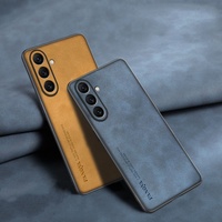 Coque de téléphone homme d'affaires pour Samsung S25 FE A17 A07 A56 M56 M36 A36 A16 cuir de mouton tout compris couverture arrière antichoc