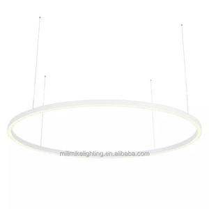 Lustre à anneau en aluminium de conception créative 1500mm de diamètre pendentif LED argenté luminaire suspendu avec <span class=keywords><strong>cordons</strong></span> réglables et auvent - Product Image 3