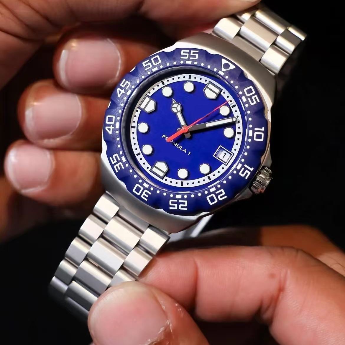 Strap silver  blue dial