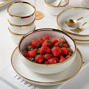 Sang trọng cổ điển vàng-lưỡi sứ đồ ăn gốm Set Trắng Bộ đồ ăn thiết lập bao gồm cả tấm Bát súp muỗng và món ăn - Product Image 4