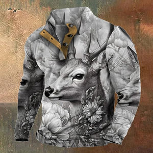 Felpa da <span class=keywords><strong>uomo</strong></span> con stampa fotografica 3D personalizzata alla moda stile americano Bear carar Pullover con colletto rialzato felpa - Product Image 1