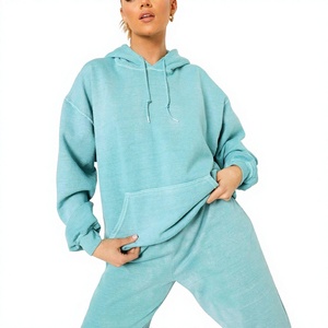 Sudadera con Capucha Extra Grande Personalizada para Mujer, Color Sólido, Algodón, Forro Polar de Bambú, Transpirable, Manga Larga, Ropa de Otoño - Product Image 1