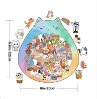 Puzzle en bois pour chat, formes irrégulières et haute difficulté, pour cadeaux, ornements décoratifs et cadres photo en acrylique