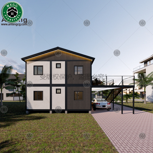 Casa Prefabricada de Acero Ligero, Expandible, de Dos Pisos, Tipo Villa Contenedor, con Paredes Blancas de Madera, Terraza, Ideal para Vacaciones en Resort Costero - Product Image 5