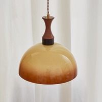 Lampe suspendue vintage en verre ambré, style rétro moderne avec accent en bois pour salle à manger, chambre, café, bar