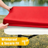 Housse de table ajustée en mélange élasthanne extensible de 1,8 m pour banquets et utilisation extérieure, option logo personnalisé