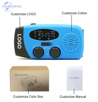 Taşınabilir 2000mAh güneş LED el feneri el krank FM Internet radyo NOAA hava uyarısı ile acil telefon şarj LCD ekran
