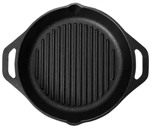 Tief runder Grill Guss-Grotpfanne Antihaft-runder Bratpfanne Guss-Eisen-Skillet-Pfanne Guss