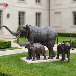 Statua <span class=keywords><strong>di</strong></span> <span class=keywords><strong>Elefante</strong></span> e Cucciolo <span class=keywords><strong>di</strong></span> <span class=keywords><strong>Elefante</strong></span> in Bronzo per Esterni con Incisione, Marca HADUN - Product Image 2