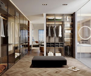 <span class=keywords><strong>Armoire</strong></span> de chambre moderne autoportante avec portes vitrées, éclairage réglable et <span class=keywords><strong>miroir</strong></span> pleine longueur – Conception gratuite - Product Image 2