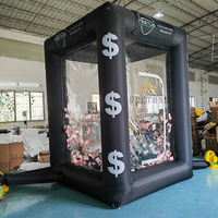 Logo imprimé fête argent volant attraper jeu Cube gonflable Cash Machine saisir cabine d'argent