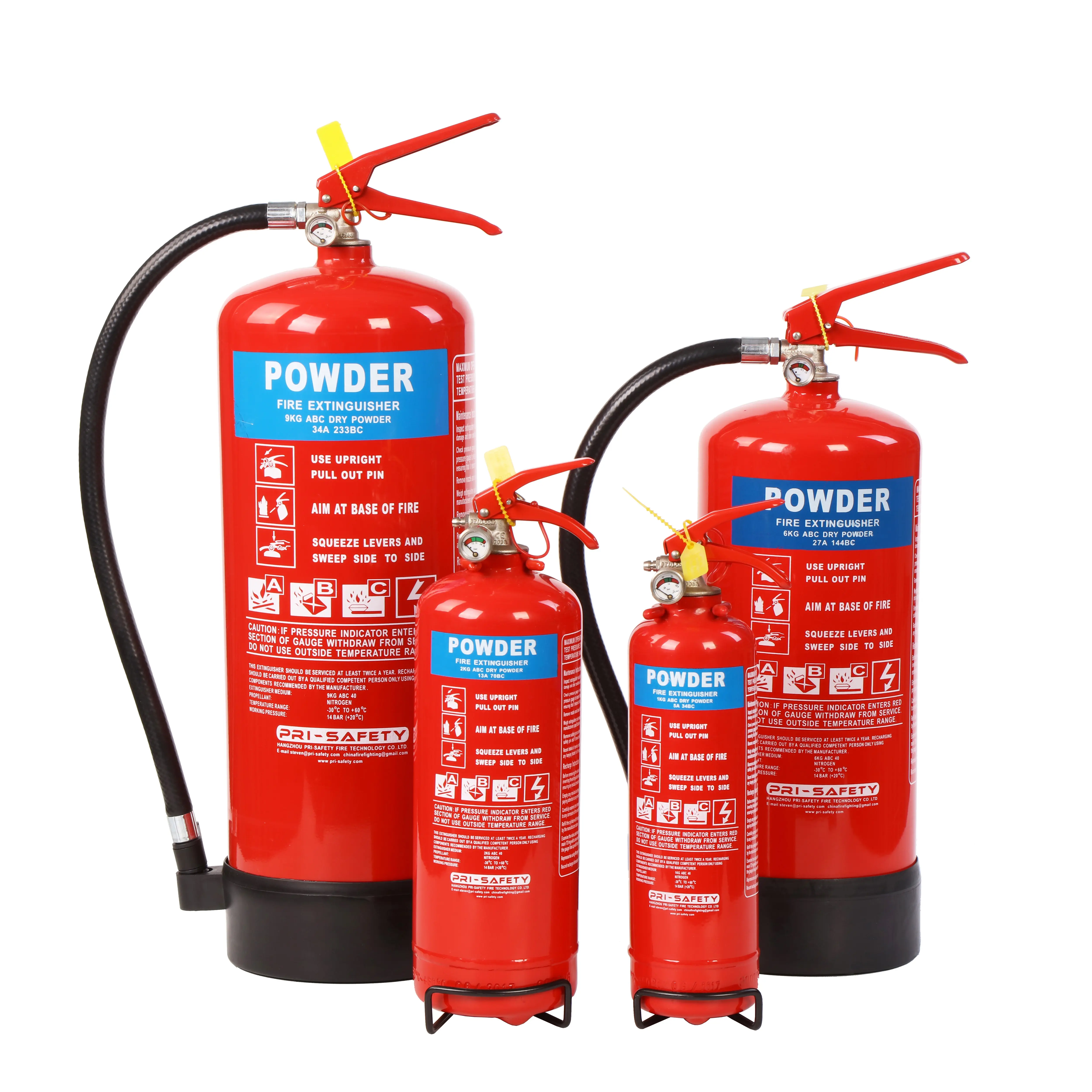 PRI-SAFETY 1kg 2kg 6kg 9kg 12kg CE EN3 Standard Portable ABC Dry Powder Fire Extinguishers from Manufacturer
