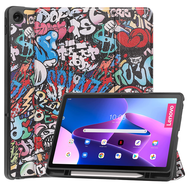 CYKE Painted Trifold TPU Soft Shell Leather Flip Cover Tablet Case for Lenovo Tab M10 Plus 3 Rd Gen 10.6 Inch