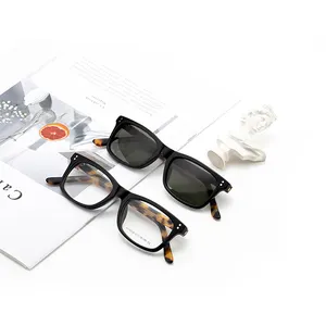 Kacamata Persegi Asetat Buatan Tangan Retro Bingkai Kacamata Optik Pria