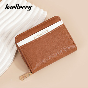 กระเป๋าสตางค์มินิสำหรับผู้หญิง Baelerry สีพื้น พร้อมซิปใส่เหรียญ ตกแต่งด้วยการเย็บแบบตัดกัน เหมาะสำหรับใช้ในชีวิตประจำวัน - Product Image 1