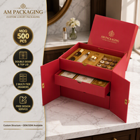 Boîte cadeau rigide personnalisée à double couvercle, à deux niveaux, avec fermeture magnétique, en carton, pour bijoux