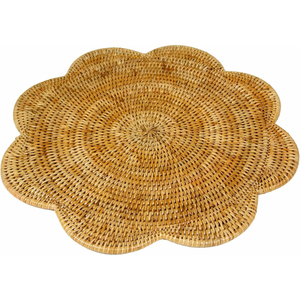 Manteles individuales de ratán, cargadores de mimbre bohemios resistentes al calor con flores para platos de cena, manteles tejidos a mano para mesa de comedor del hogar - Product Image 2