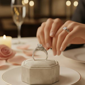 Anillo de Compromiso de Oro Blanco de 14k con Diamante Real y Engaste de Puntas, Corte Brillante Redondo - Regalo de Boda para Mujer - Product Image 3
