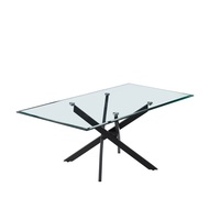 Table basse rectangulaire moderne en verre et métal, design 2026, quantité minimale de commande 50 pièces, noir et or, vente en gros d'usine