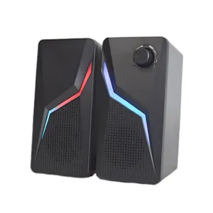 3.5 MM Jack Wired Small USB Stereo Subwoofer Gaming PC Table Speakers With RGB Lights