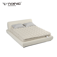 OEM Modernes Weißes Stoffbett mit Edelstahl-Panel-Design Komfortables & Langlebiges Kingsize-Bett für Schlafzimmermöbel