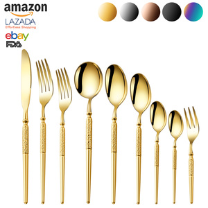 Cubiertos Dorados, cubiertos de oro mate, juegos de cubiertos de mesa personalizados de Metal colorido para restaurante - Product Image 5